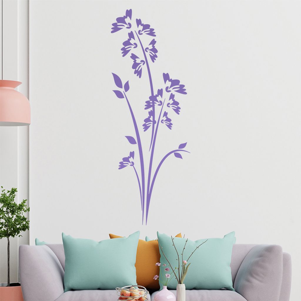 Blüten - Gräser - Frühling Wandtattoo in 6 Größen - Wandaufkleber Wall Sticker - Dekoration, Küche, Wohnzimmer, Schlafzimmer, Badezimmer