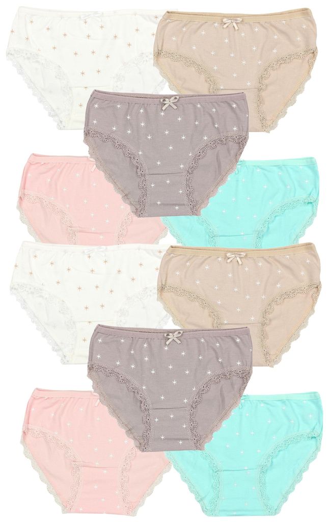 TupTam Mädchen Slips mit Aufdruck 10er Pack, Farbe: Farbenmix 9, Größe: 128-134