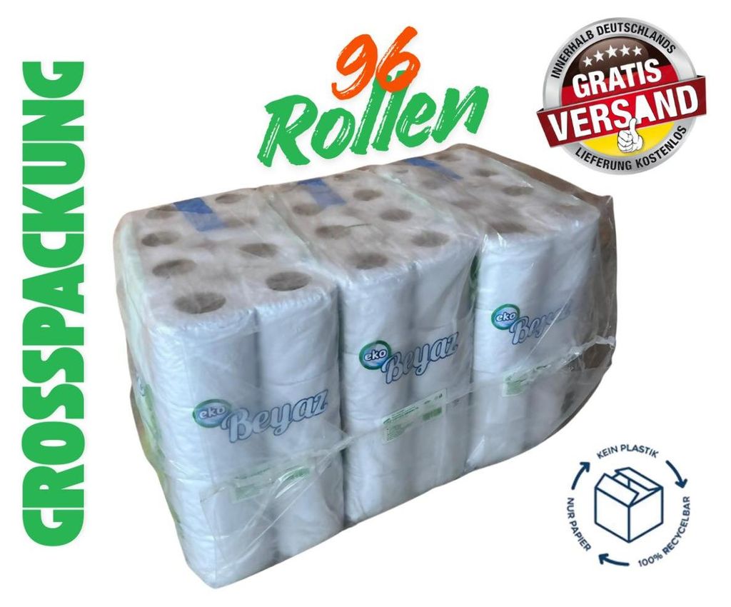 Toilettenpapier 96 Rollen 150 Blatt -Klopapier WC-Papier Produktbild 