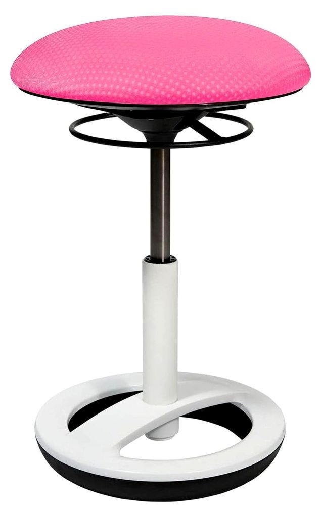 Sitness Bob, ergonomischer Sitzhocker, Arbeitshocker, Bürohocker mit Schwingeffekt, Sitzhöhenverstellung, Standfußring Alu, weiß lackiert, Stof...