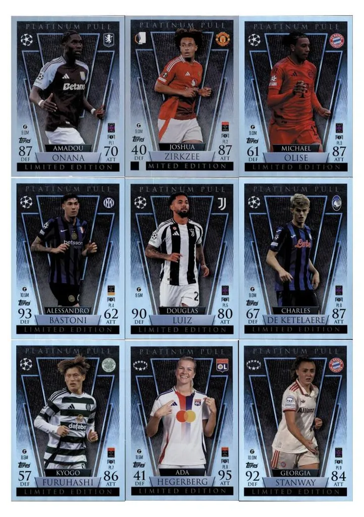 Match Attax Ligue des Champions 24/25 : Les 9 Cartes Platinum Pull