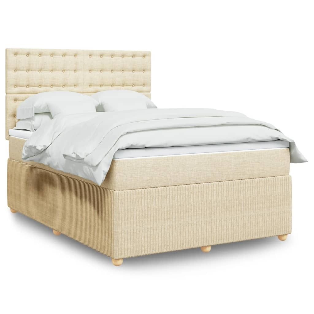 Maison Exclusive - Boxspringbett mit Matratze Creme 140x200 cm Stoff