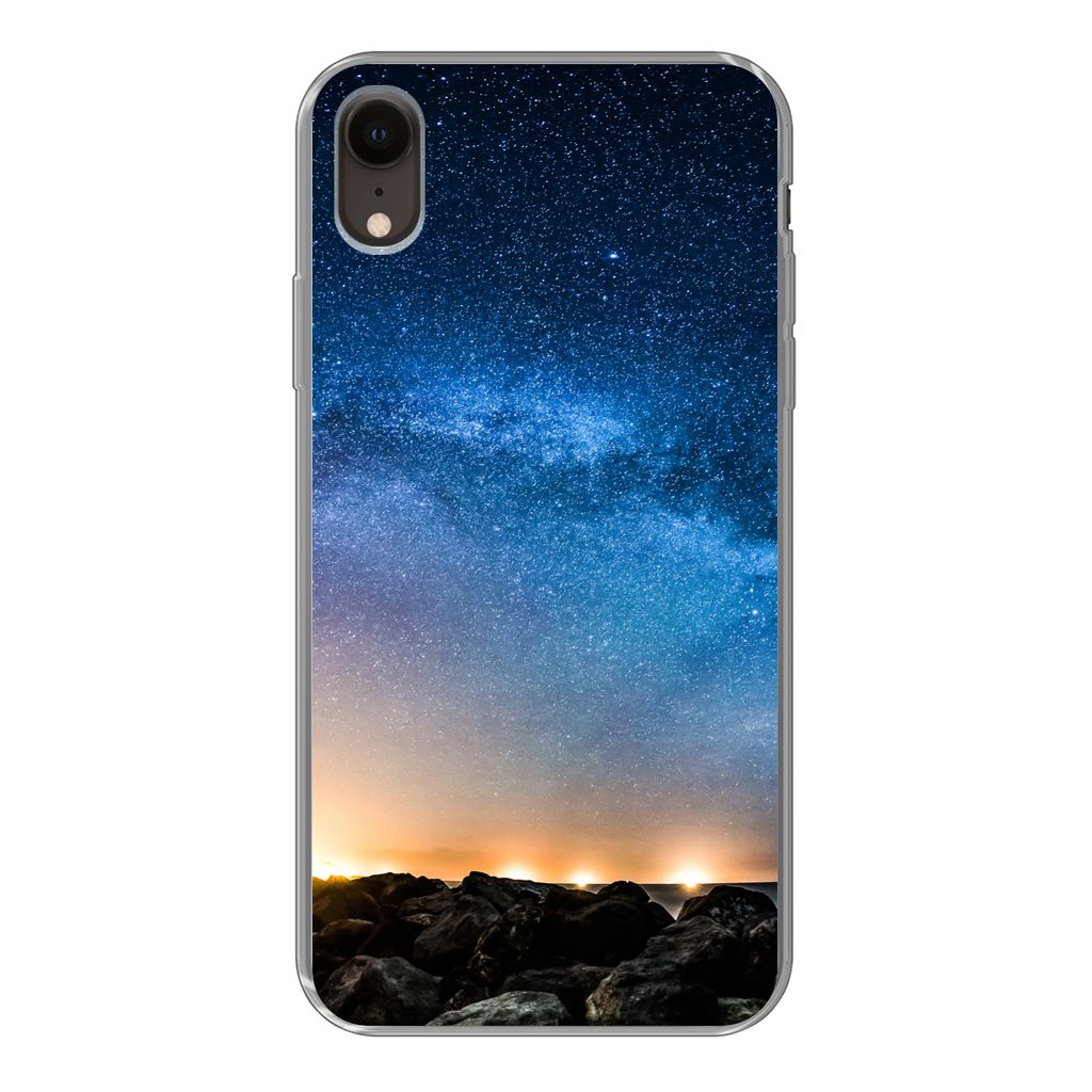 MuchoWow Handyhülle Schutzhülle Hülle für iPhone XR Galaxie - Universum - Sonne - Jungen - Mädchen - Kinder Silikon Softcase Handy Hülle - ...