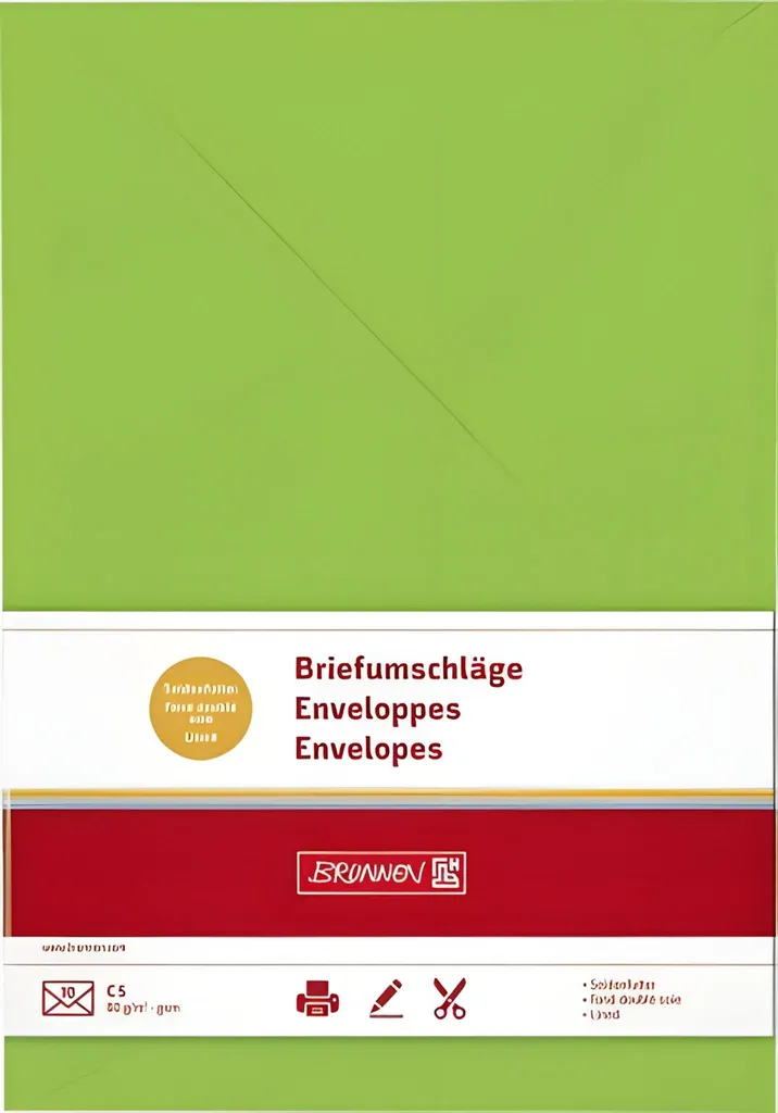 Pochette papier vert clair format C5 BRUNNEN pour envoi postal sécurisé