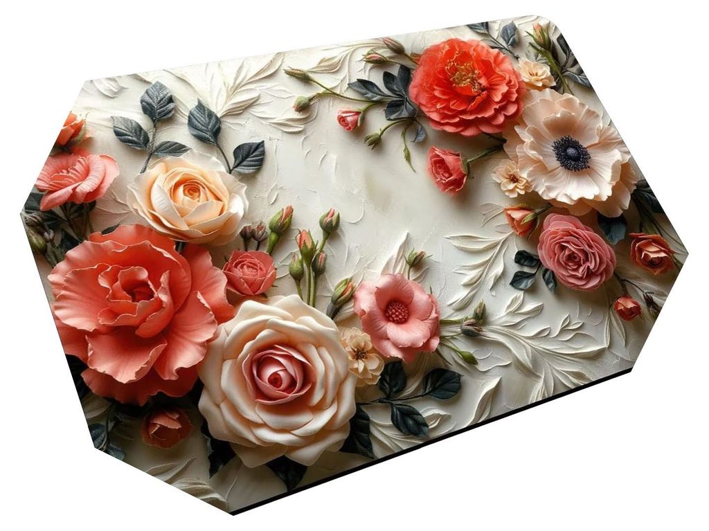3D-Fußmatte mit Blumenmuster, weich, saugfähig, aus Kieselgur, rutschfest, für Bad, Badewanne und Küche