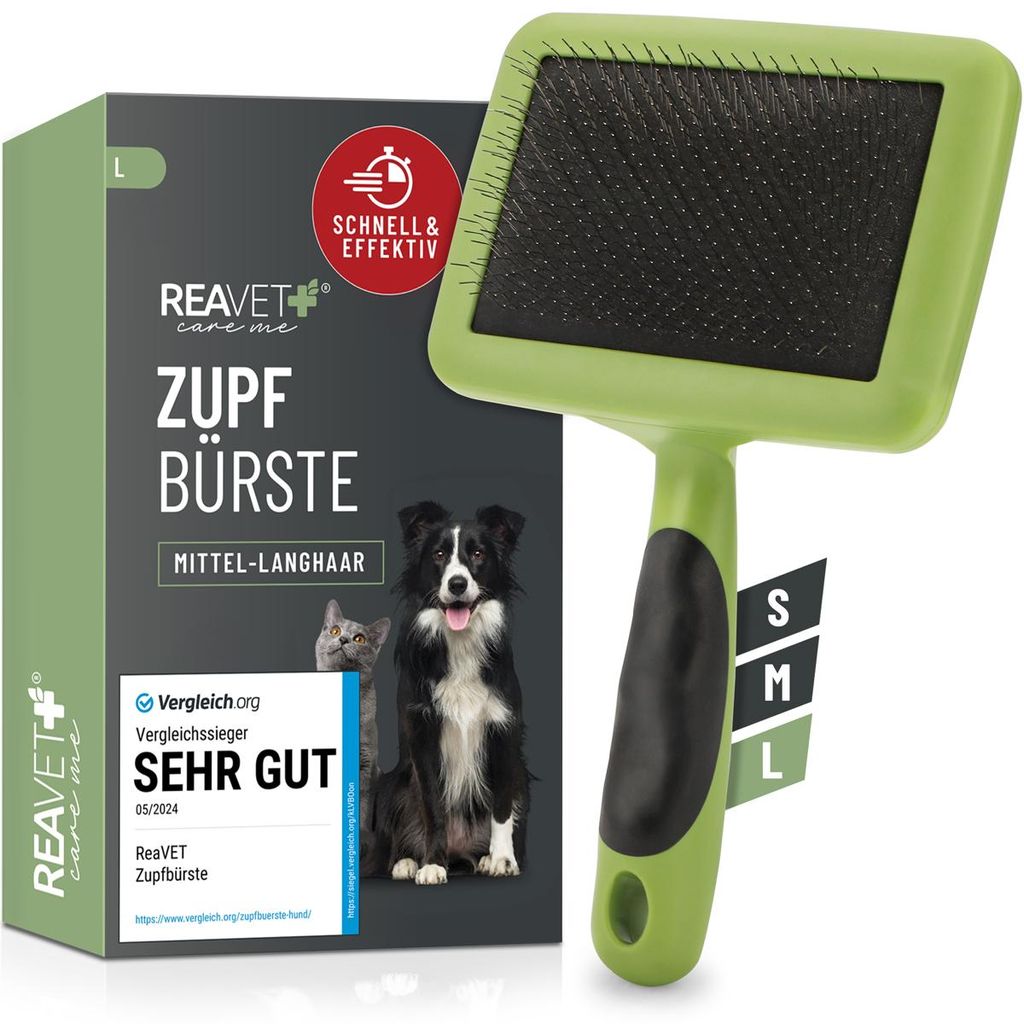 REAVET Zupfbürste Größe L - Für Hunde & Katzen mit langem Produktbild 