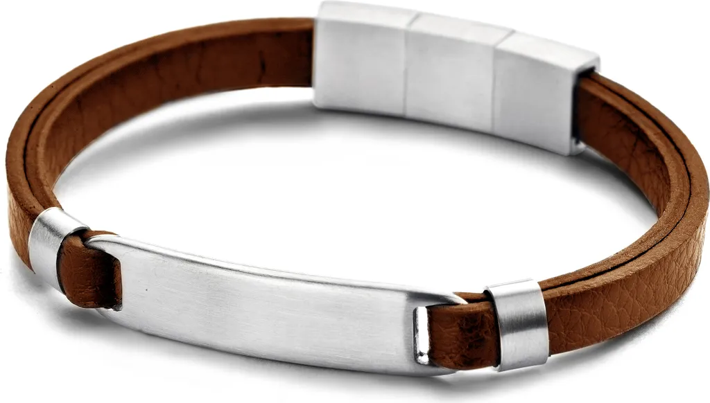 Bracciale Uomo Frank 1967 7FB-0444 Pelle Marrone e Acciaio 21 cm