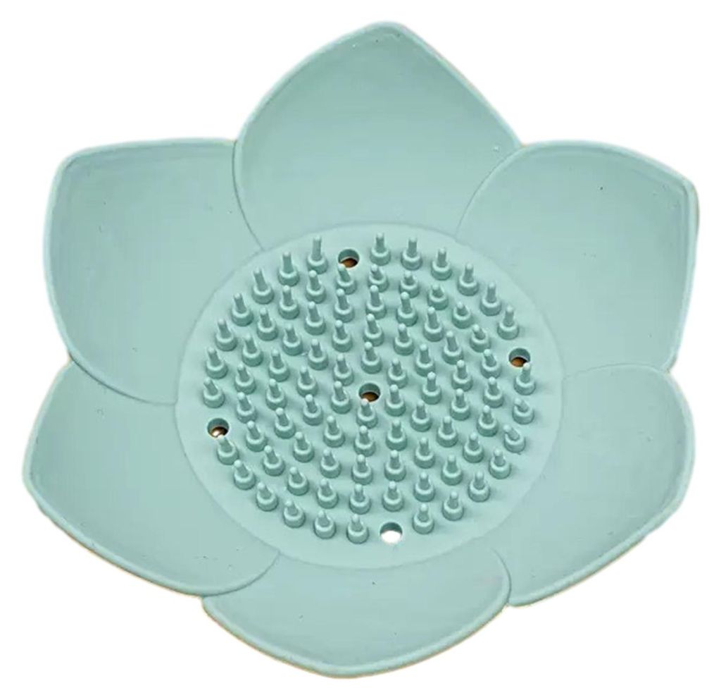 Seifenschale aus Silikon in Lotusform mit Abflusslöchern, rutschfest, für Badezimmer, Küche, Duschablage – ideal als Dekoration.