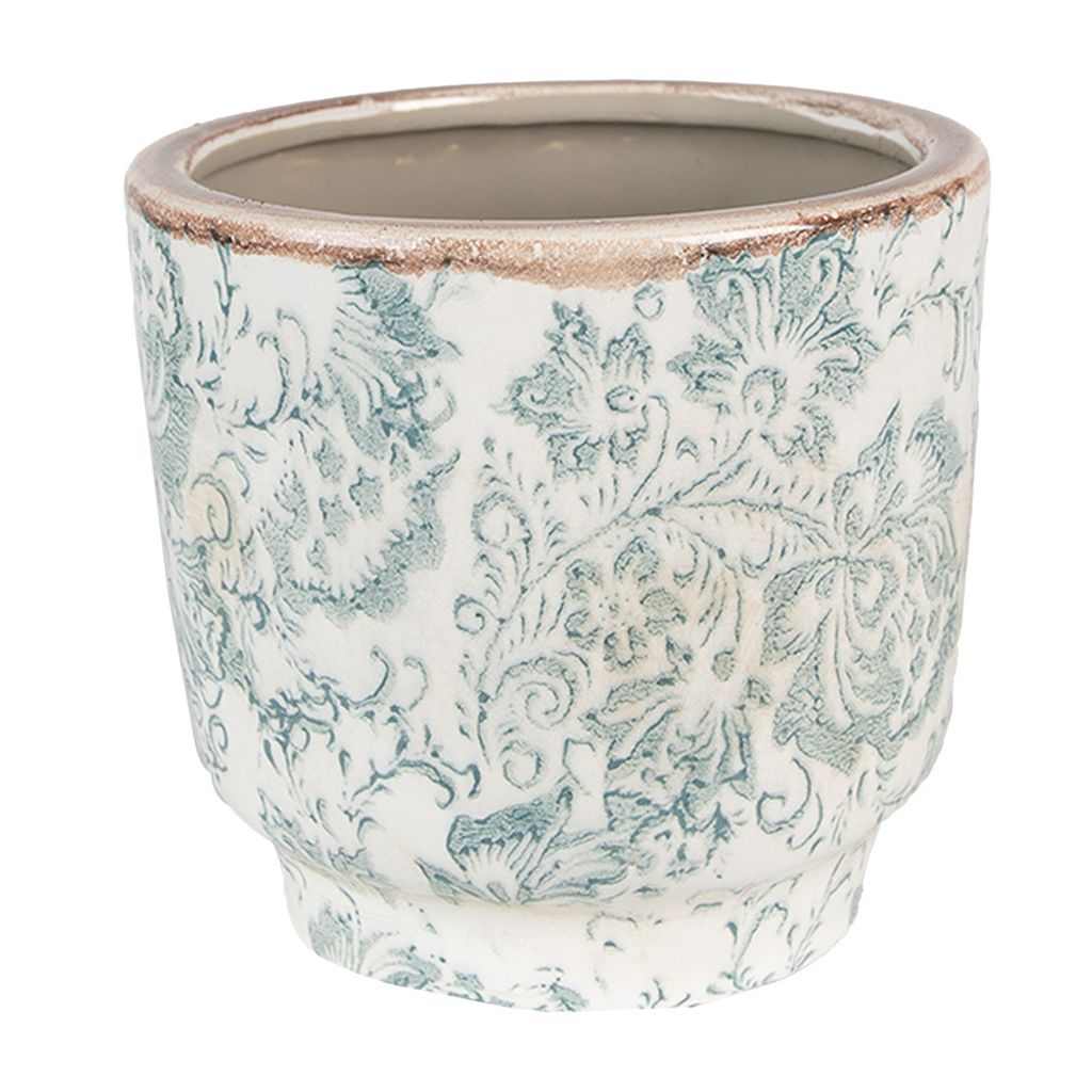 Clayre & Eef Blumentopf Ø 15x14 cm Grün Beige Keramik Produktbild 
