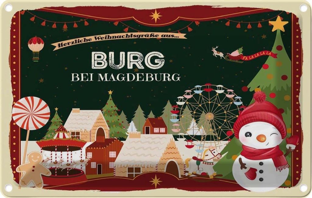 vianmo Blechschild 12x18 cm Weihnachten aus BURG bei MAGDEBURG