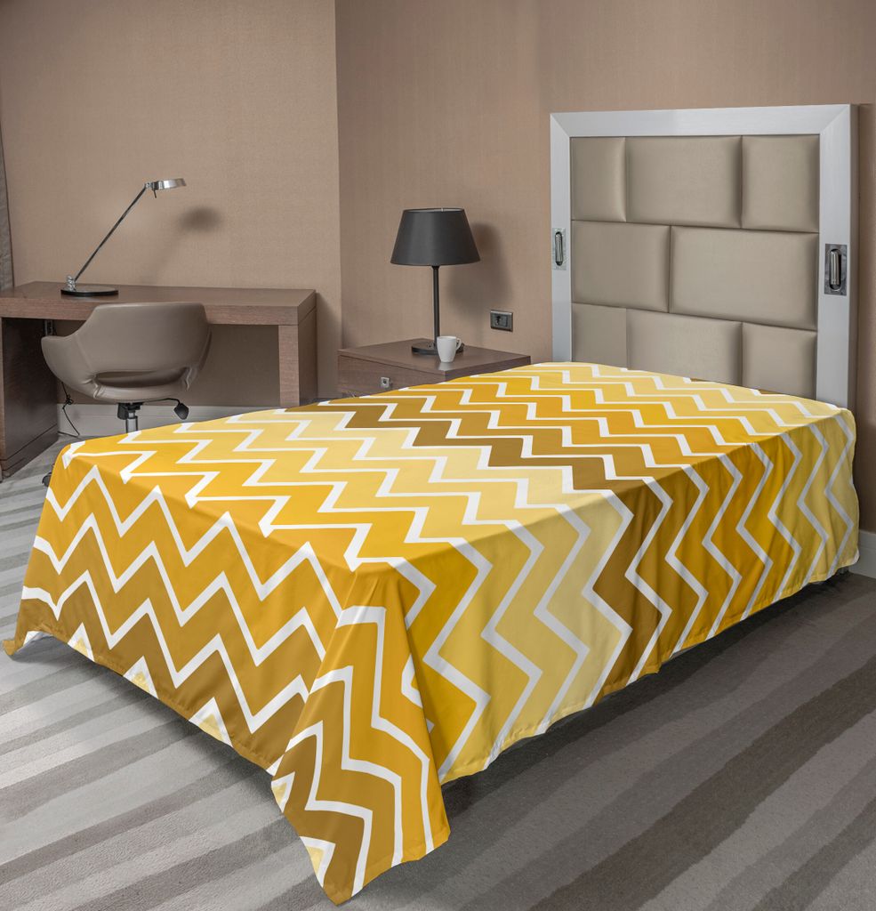 ABAKUHAUS Winkel Bettlaken, Muster Mit Zickzack Gold Ombre Geburtstag Feier Parteien Zusammenkünfte, weiches bequemes oberes Bettlaken für ein de...