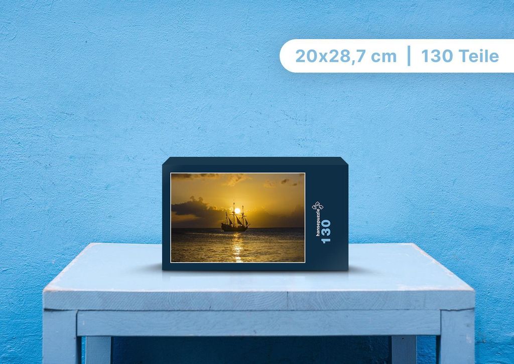 hansepuzzle 102116 - Segelboot Puzzle, 130 Teile, Fortbewegung, 28,7 x 20,0cm mit hochwertiger Aufbewahrung, Kartonbox & Beutel