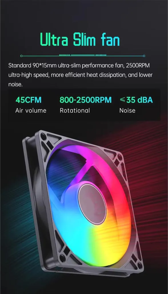 Ventilateur CPU BRAINZAP ITX ARGB 4-Pin PWM pour PC Compact Intel AMD - 8