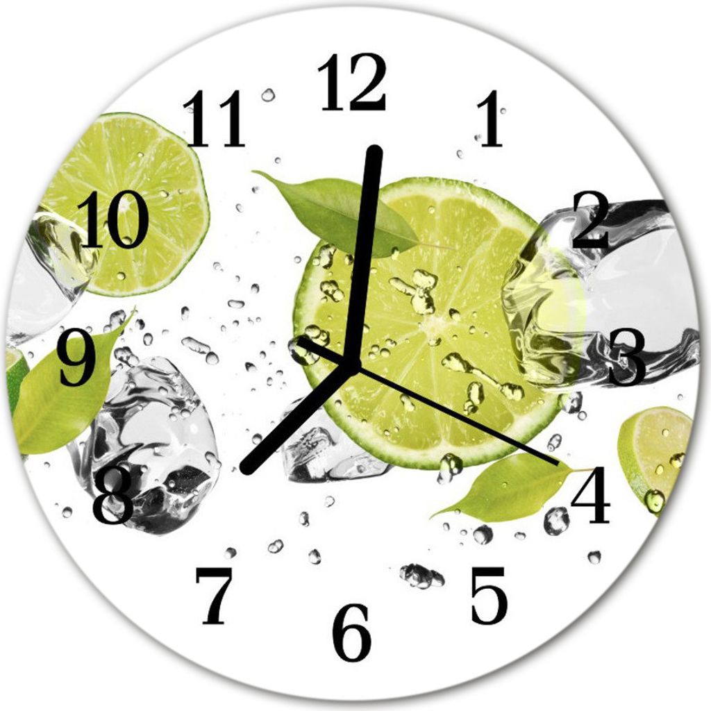 Glasuhr Wanduhr Küchenuhr Echt-Glas 30fi cm Limette grün Produktbild 