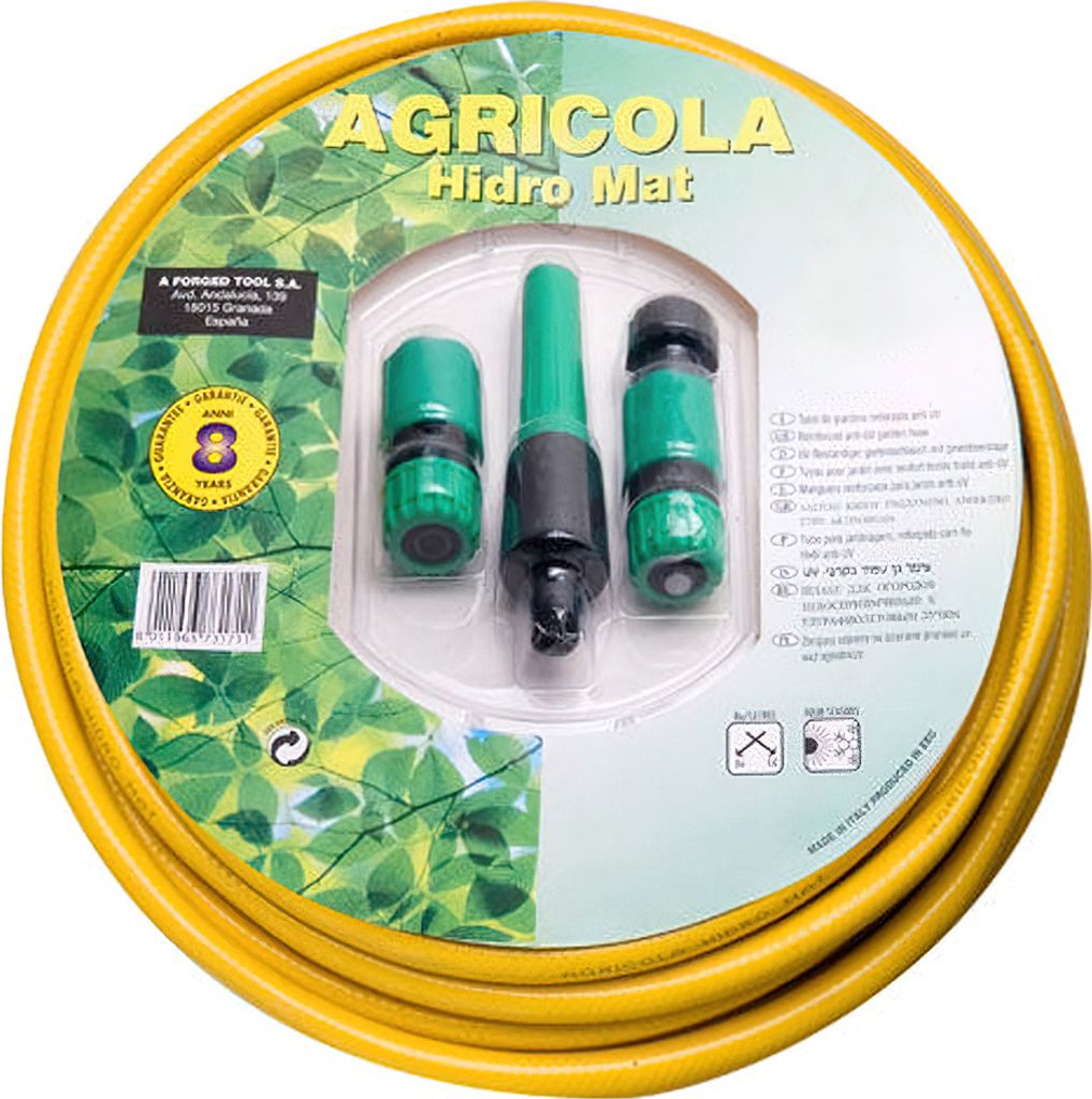 Hydro Mat Gartenschlauch Ø 15 mm. - 5/8" Rolle 25 Meter mit Zubehör