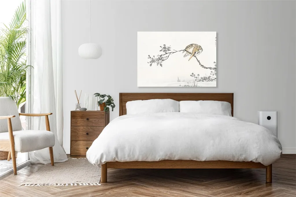 Kashu Pied Kingfisher 100x70: Quadro Vintage Giapponese Alta Qualità - 3