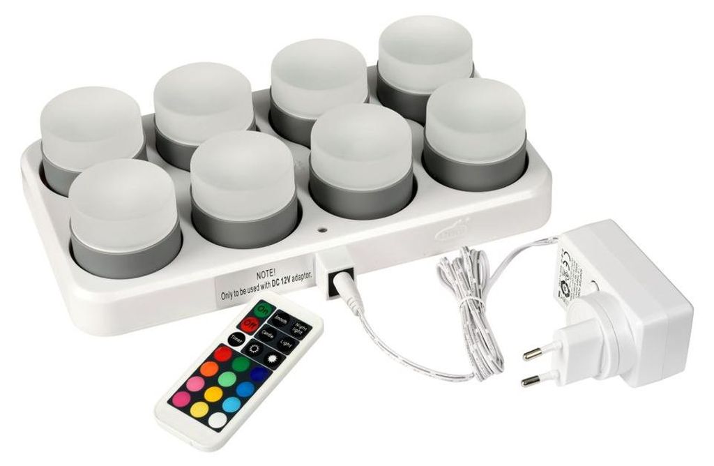 DUNI LED Mini Lamp, wiederaufladbar, 8er Set 48 x Ø 50 mm Produktbild 