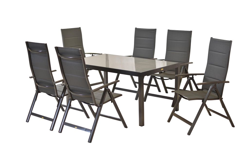 Merxx Gartenmöbel Set Taviano 7tlg., 6 Klappsessel, Tisch Produktbild 