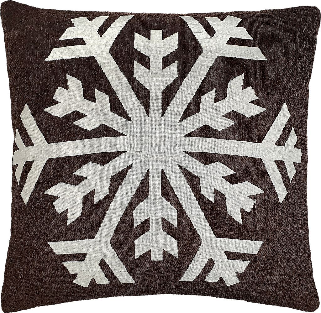 Kissen Weihnachtskissen mit Schneeflocke Motiv 50x50 cm in Braun