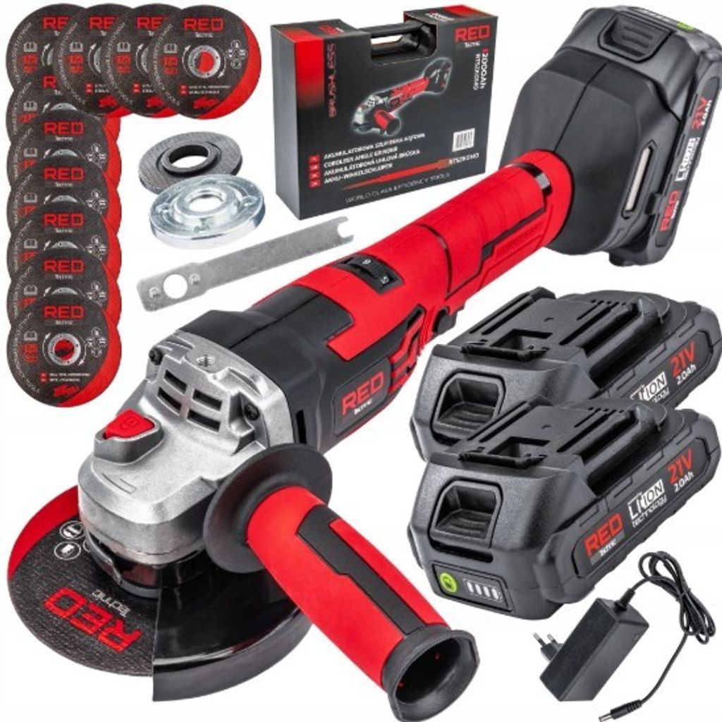 RED TECHNIC RTSZK0140 AKU úhlová bruska 125 mm + 2 baterie Obrázek produktu 
