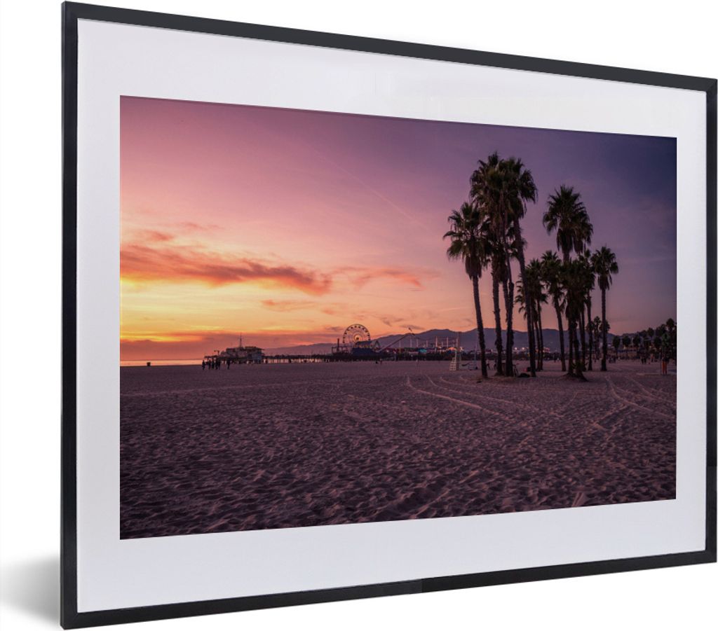 MuchoWow MuchoWow Gerahmtes Poster Strand - Amerika - Palme 40x30 cm - Poster mit zchwarzem Bilderrahmen - Bilderrahmen - Poster im Rahmen