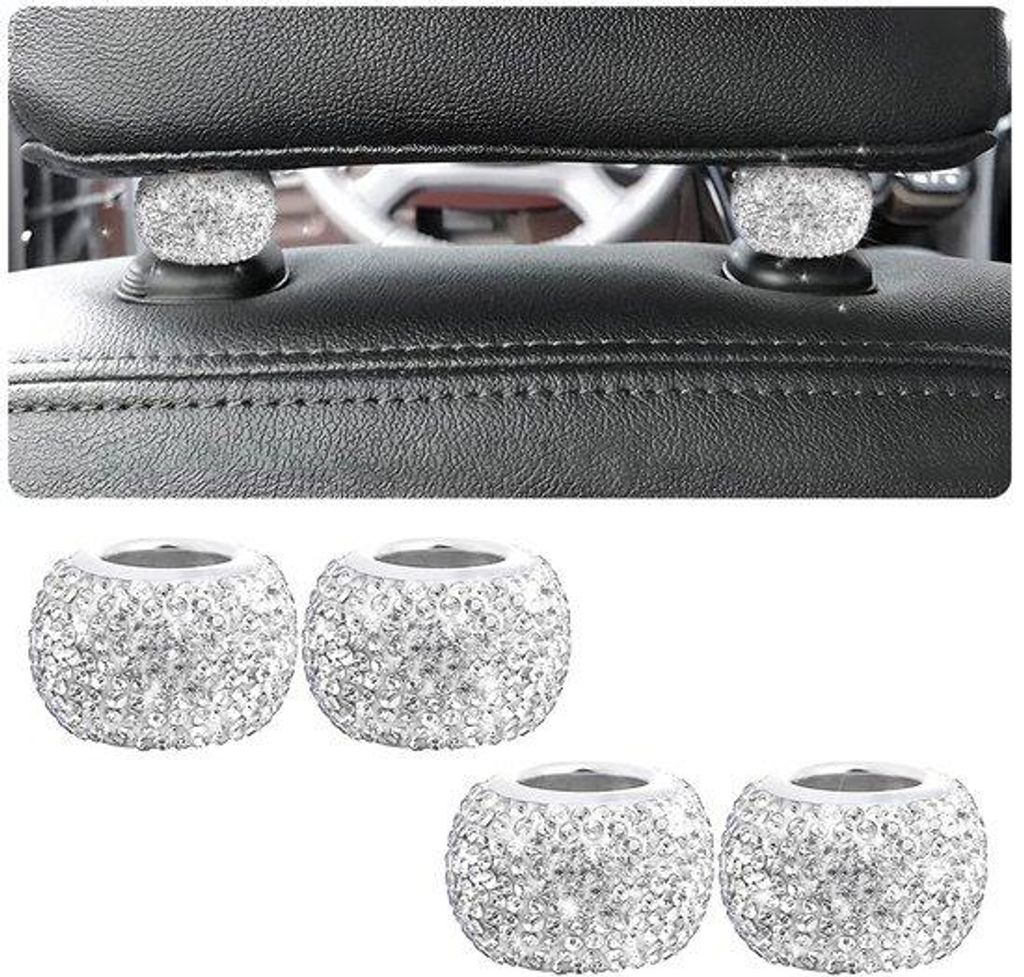 Auto-Accessoires - Diamantkristallen Bling Interieurdekoration - 4 Stuks - Auto-Accessoires - Wit - Geschikt voor Elke Auto