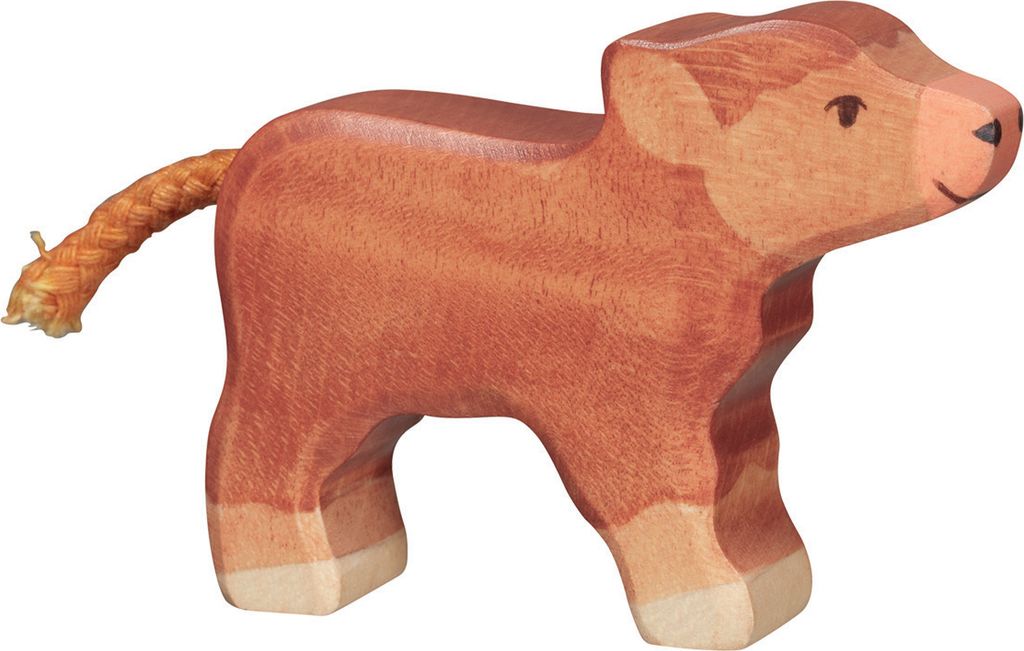 Schottisches Hochlandkalb Bauernhof Holzfigur Holzspielzeug von Holztiger