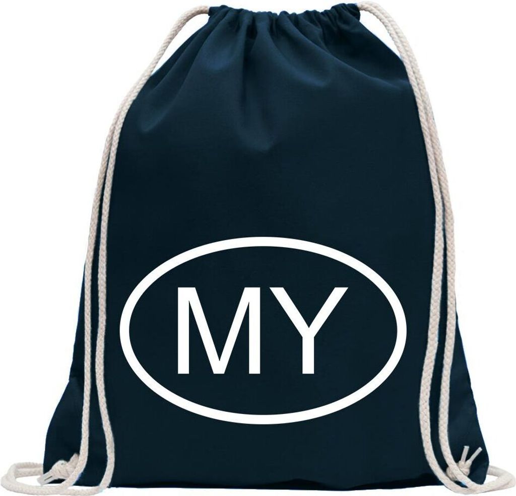 Kiwistar - Turnbeutel - dunkelblau - Malaysia MY - Fun Rucksack Sport Beutel Gymsack Baumwolle mit Ziehgurt