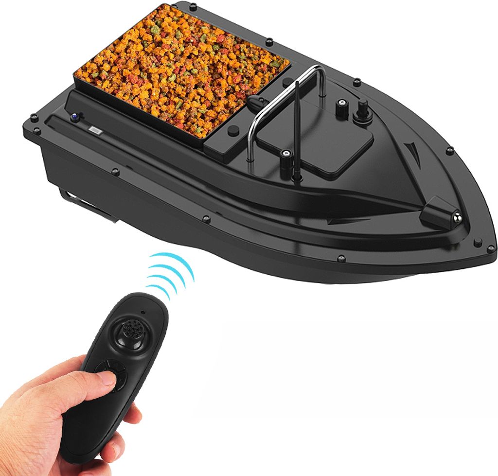 Intelligentes Futterboot, Köderboot Ferngesteuert Angelköder-Boot, Ferngesteuertes Boot mit Doppelmotoren und LED-Leuchten, RC Boot, 500 m