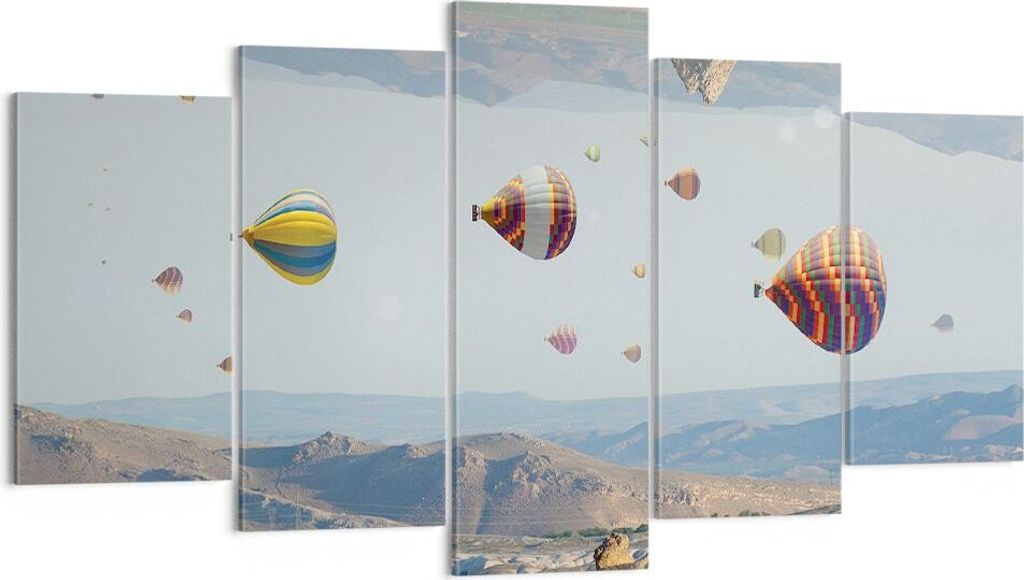 Bild auf Leinwand - Leinwandbild - 5 Teile - Surrealismus Flug Luftballons - 160x85cm - Wand Bild - Wanddeko - Wandbilder - Leinwanddruck - Bilder ...