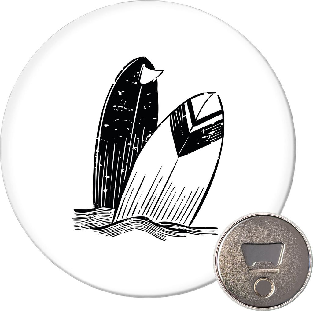 Huuraa Magnet Surfboard Board 59mm Kühlschrankmagnet rund Flaschenöffner Geschenkidee