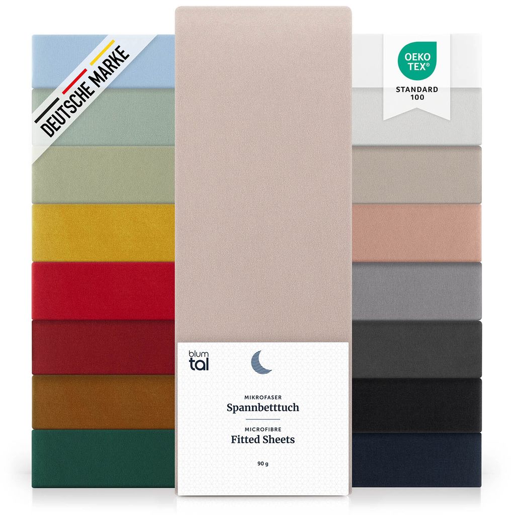 Blumtal Spannbettlaken Microfaser - Spannbettlaken 90x190 cm im 2er Pack - Taupe