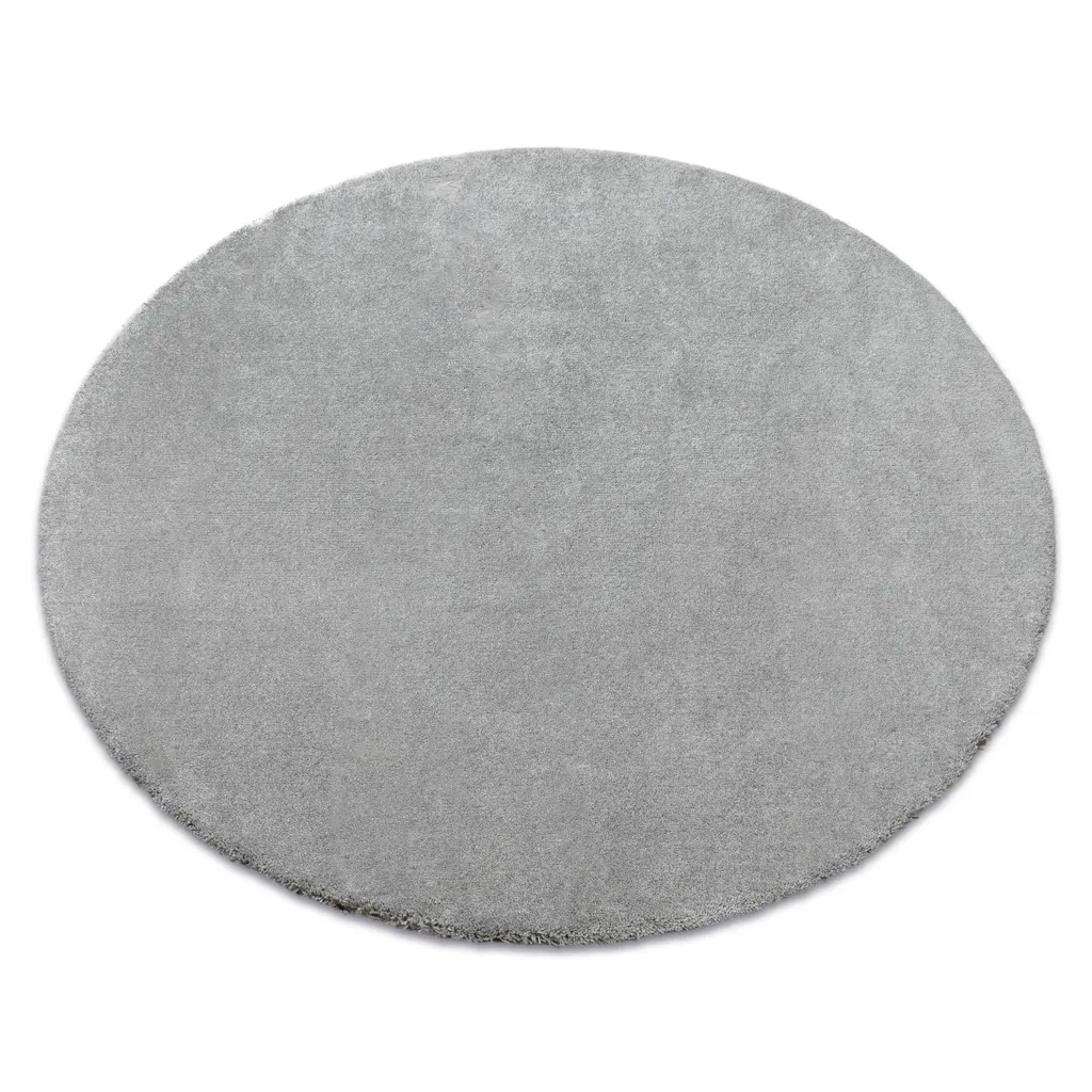 Tapis rond 100 cm gris argent STAR : idéal pour chambre ou petit salon