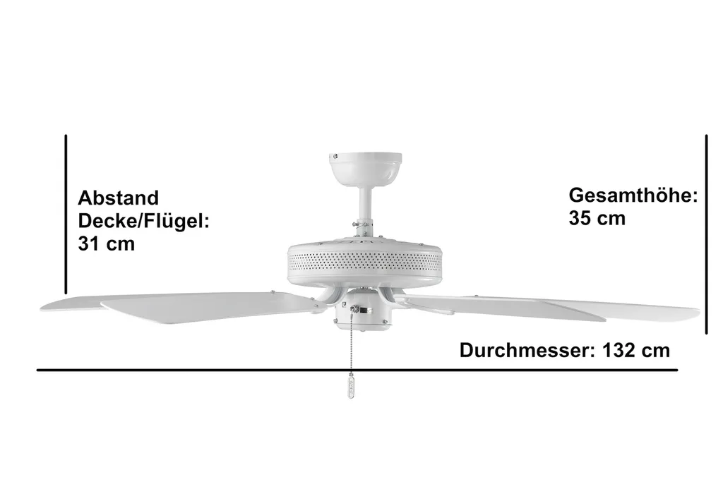 Ventilateur de Plafond Silencieux White Eagle 132 cm - Commande Manuelle - 4