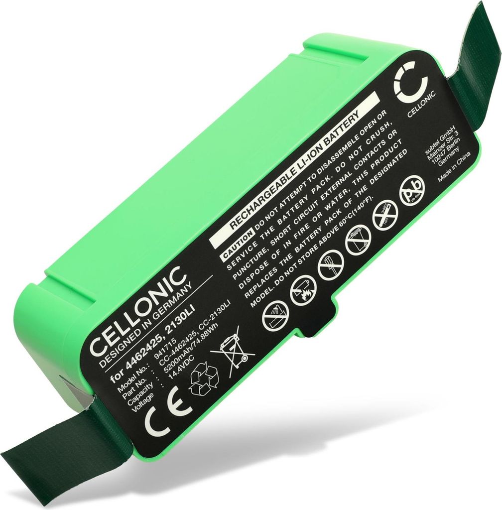 CELLONIC 1x Akku für Staubsauger Kompatibel mit iRobot Roomba 980, Roomba 960, Roomba 896, 4462425 - (5200mAh , 14.4V)