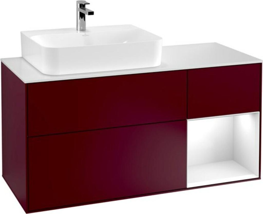 V&B Waschtischunterschrank Wandbeleuchtung Finion 120cm, Pl w m, Reg li glo wh. Lac, Peo m