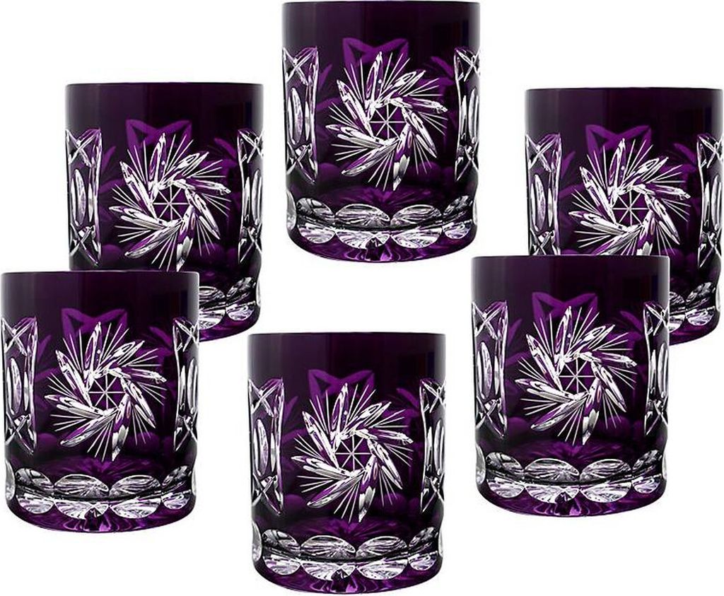 Whiskyglas violett Schleuderstern 6er Set (280ml)