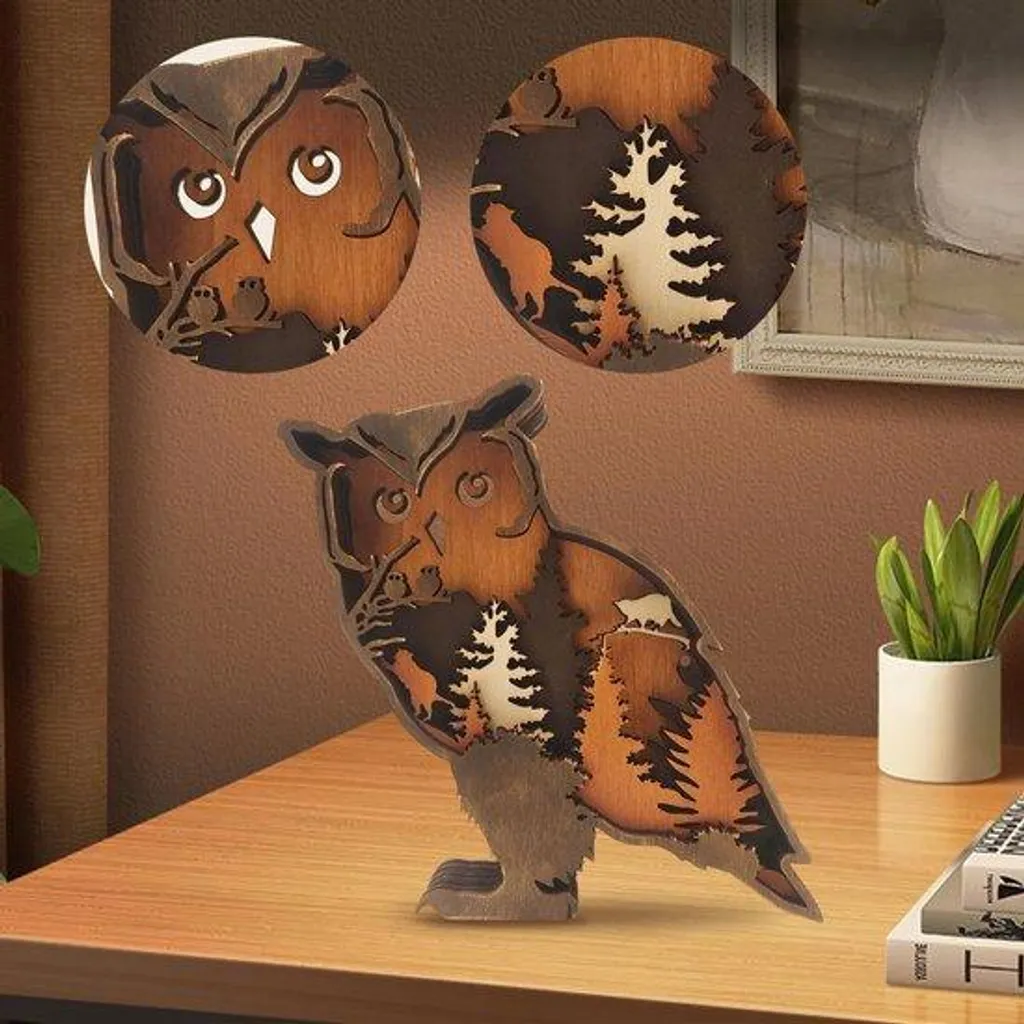 Décoration Hibou Bois 3D : Une Touche Naturelle pour Intérieur Moderne