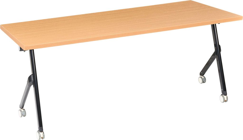 BELIANI Schreibtisch Braun u. Schwarz 180 x 60 cm Klappbar Faltbar mit Rollen Mobil Bürotisch für Homeoffice Büro Modernes Design
