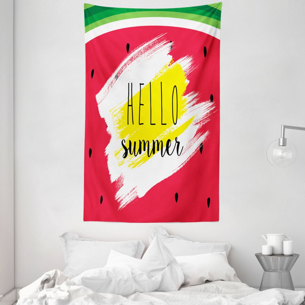 ABAKUHAUS Hallo Wandteppich und Tagesdecke, Wassermelone Sommer aus Weiches Mikrofaser Stoff Waschbar ohne Verblassen Digitaldruck, 140 x 230 cm, M...