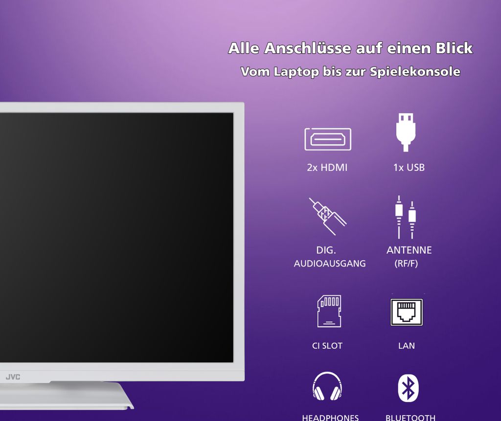 JVC LT-24VH5455W 24 Zoll Fernseher Smart TV Powered by TiVo Produktbild 4