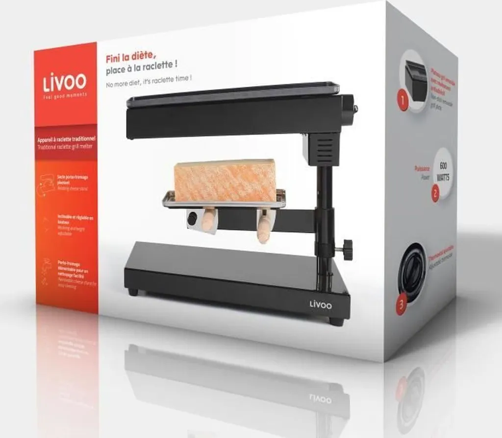 Raclette grill Livoo DOC159 avec revêtement antiadhésif pour 8 personnes