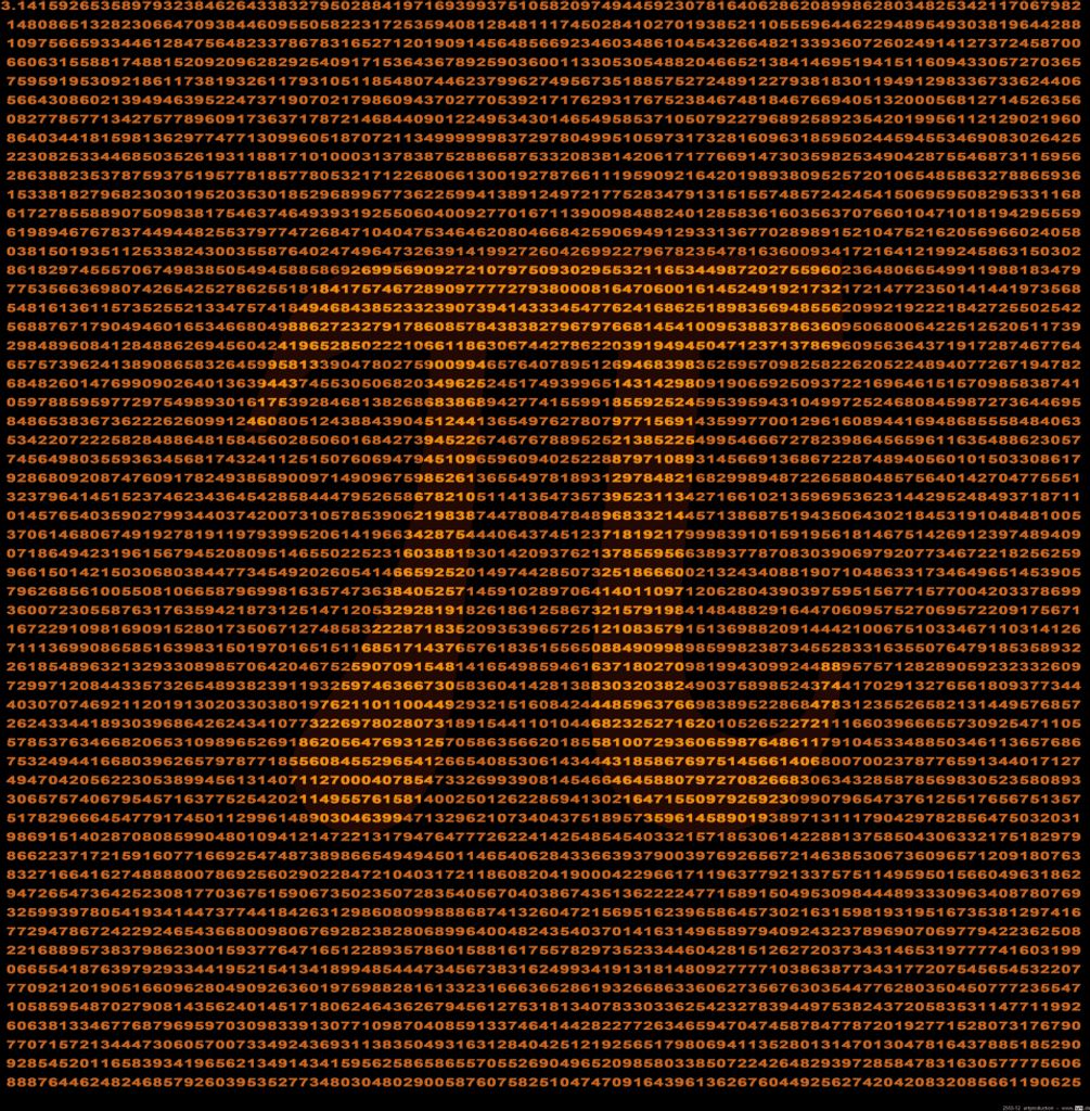 Mathematik Kunstdruck Bild - Pi, Irrational, Transzendent Und Perfekt (70 x 70 cm)
