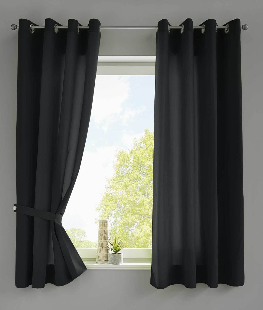 2er Set Vorhänge Schal Ösen »Berlin« HxB 145x140 cm Schwarz Produktbild 