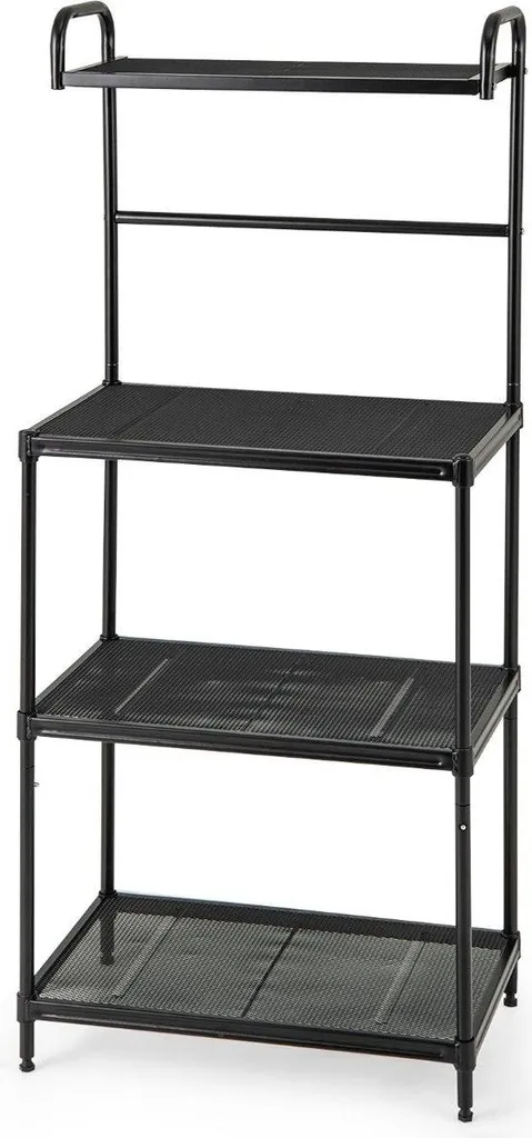 Étagère de cuisine en métal à 4 niveaux modulables noire - Modèle R4-B