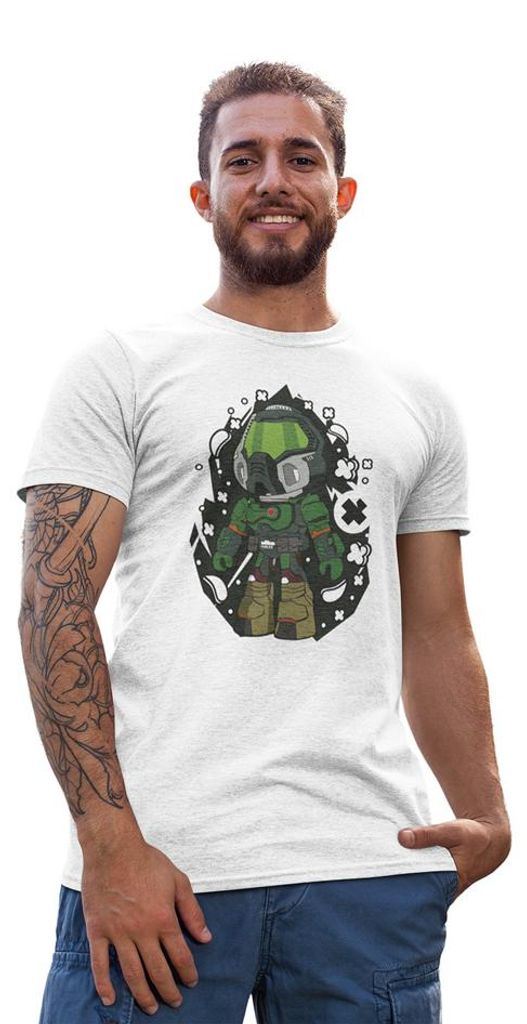 D&B Uni Polo PC00036 Doom Guy Weiß-Größe M