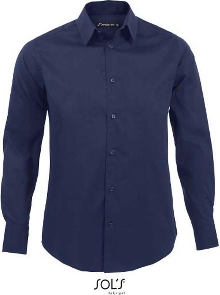 SOL'S Herren Hemd Stretch Langarm Formal Slim Freizeit Oberhemd, Größe:2XL, Farbe:Dark Blue
