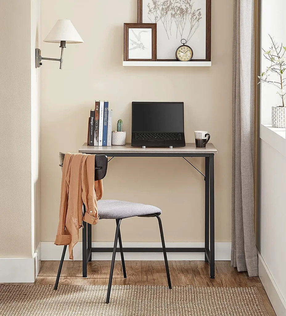 Bureau Petit Espace 80cm Greige - Solution de Travail Gain de Place - 3