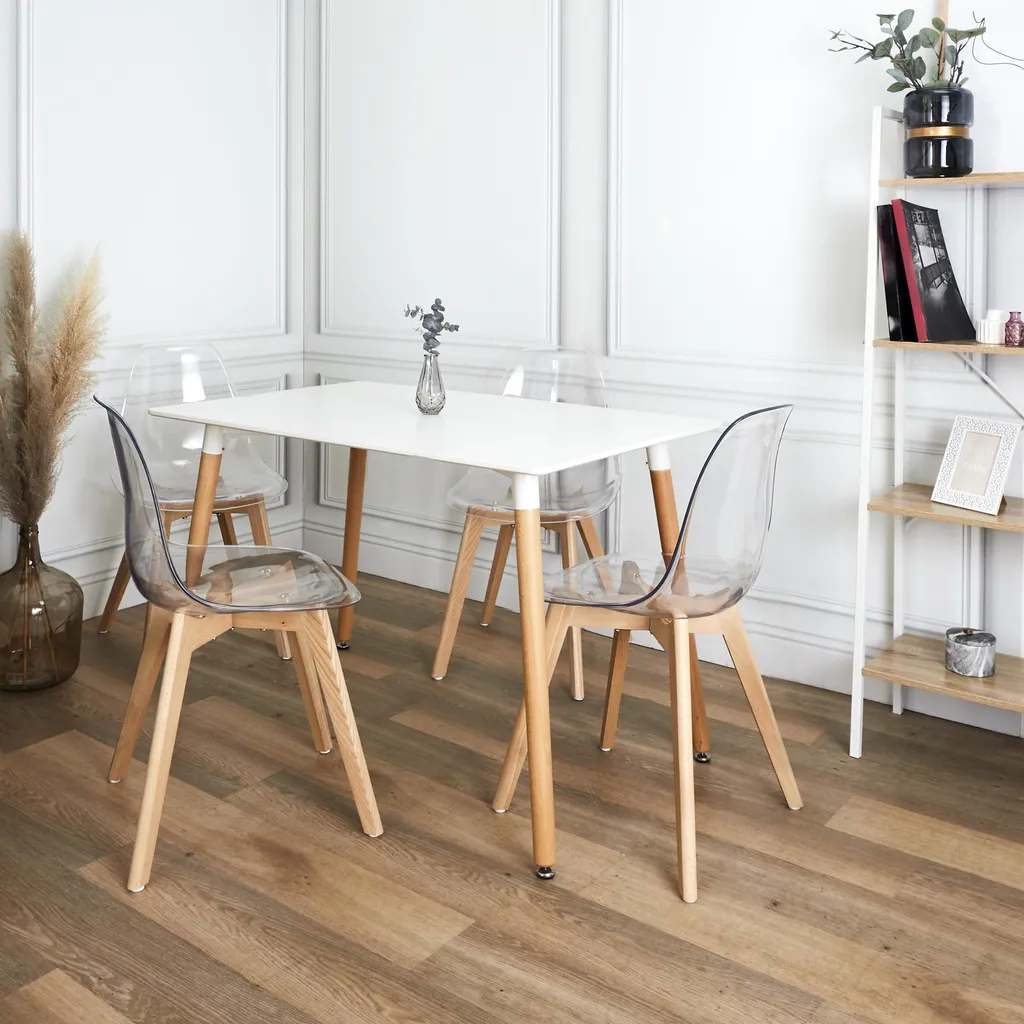Table Blanche 115x75 cm Stable et Facile à Nettoyer pour Usage Familial