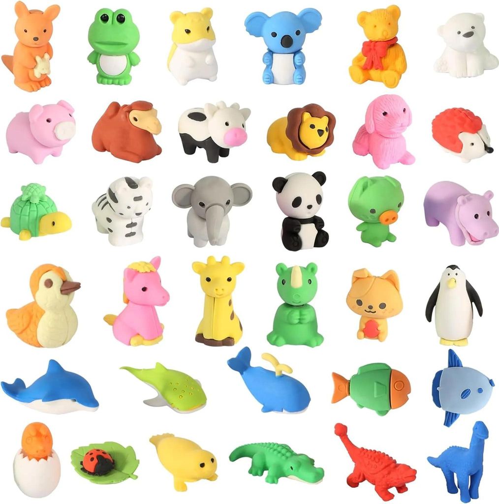 Radiergummi Kinder, 35 Stück Tieren Mini Bleistift Produktbild 